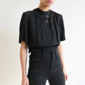 Black Cut-out Blouse // Small Black Top